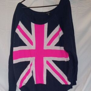 Torrid Pink and Navy Union Jack Sweater